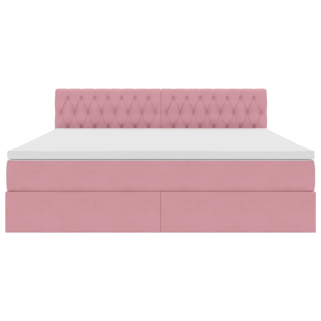 Letto con contenitore e LED con led Rosa 180 x 200 cm Velluto 3371474