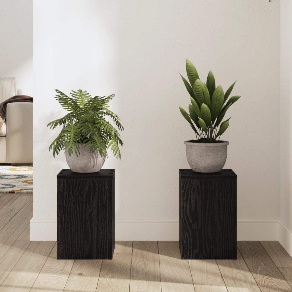 Supporti per Piante 2 pz Rovere Nero 20x20x30 cm Legno ingegnerizzato