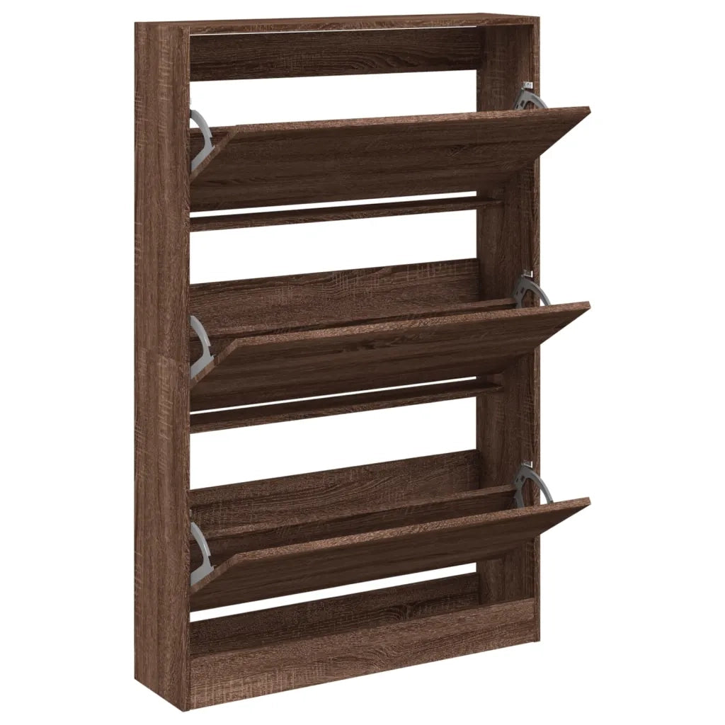 Scarpiera-Scaffale per scarpe Rovere Marrone 80x21x125,5 cm in Legno Multistrato