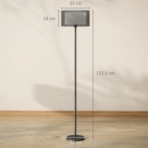 Lampada da terra nera con paralume bicolore, attacco E27, interruttore a pedale, struttura in metallo, H 152,5 cm