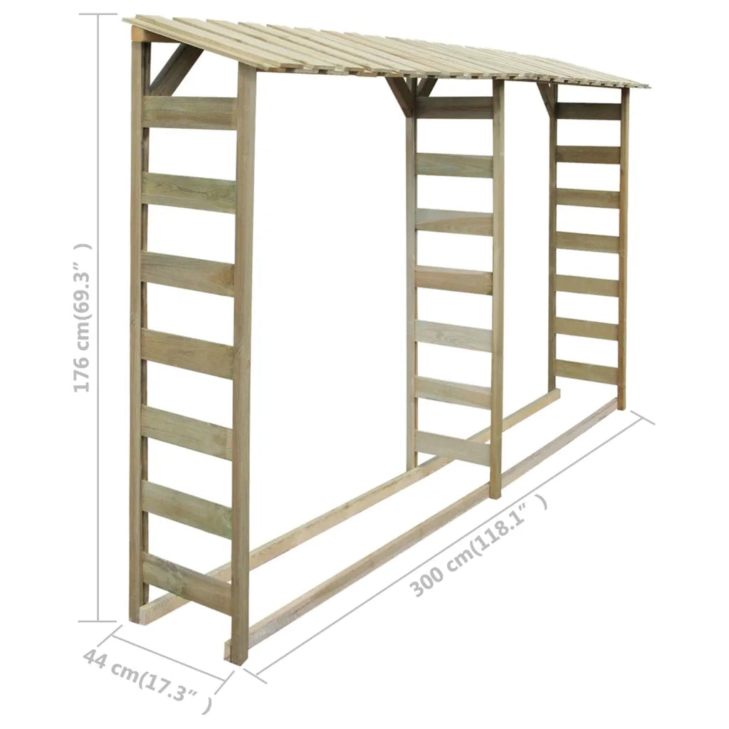 Capannone per Legname 300x44x176cm Legno Pino Impregnato