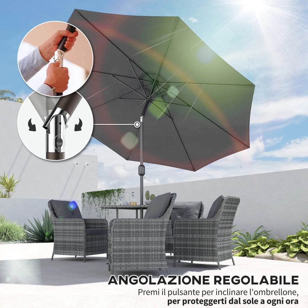Ombrellone da Giardino Inclinabile 3x2.5 m ¨C zephmum ¨C Grigio Scuro Metallo Poliestere