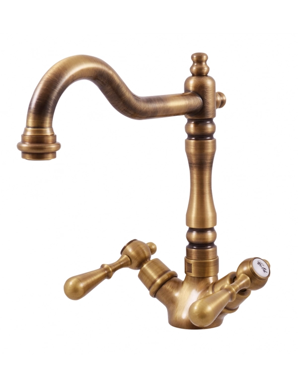 ROMANTIC miscelatore lavabo retrò con pop-up in ottone