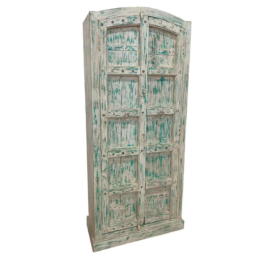 Armadio in legno artigianale blu 93x42x207h