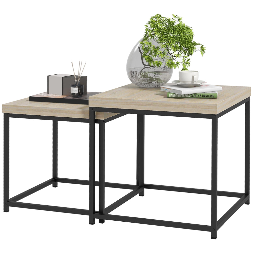 Tavolino da caff¨¨ nido moderno ¨C zephmum ¨C rovere, acciaio