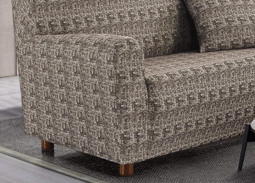 Copridivano Antimacchia Elasticizzato Divano Penisola Angolare Componibile Fantasy - 2 Posti - Tortora