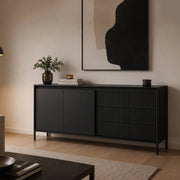 Madia Hatone, Credenza 3 Cassetti, 187x40x81h cm Nero