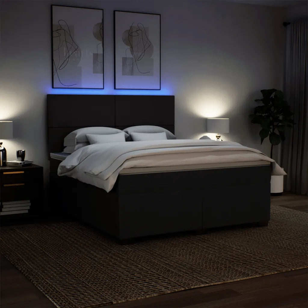 vidaXL Giroletto a Molle con Materasso Nero 180x200 cm in Tessuto