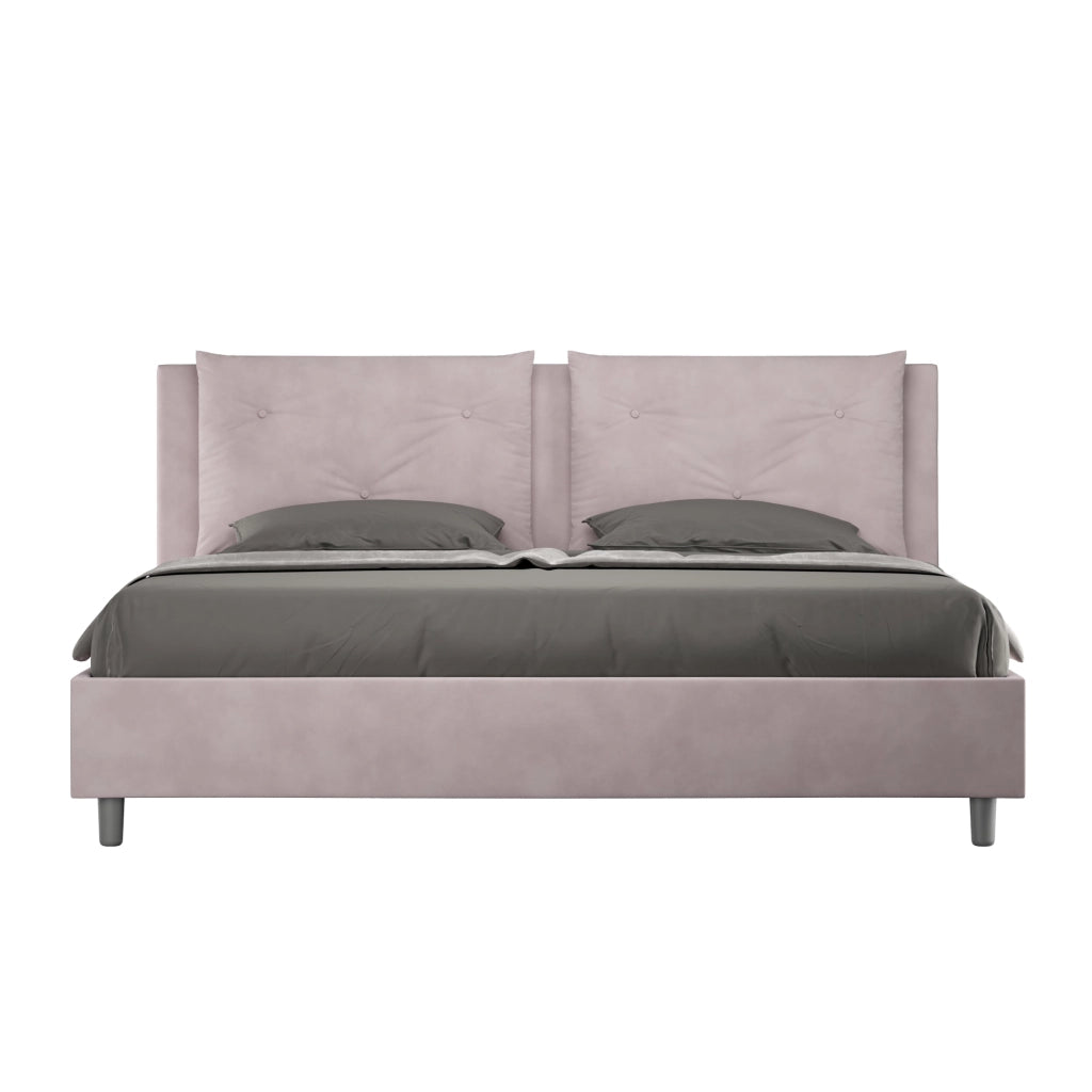 BS COM Letto matrimoniale king size con rete imbottito 190x200 microfibra glicine