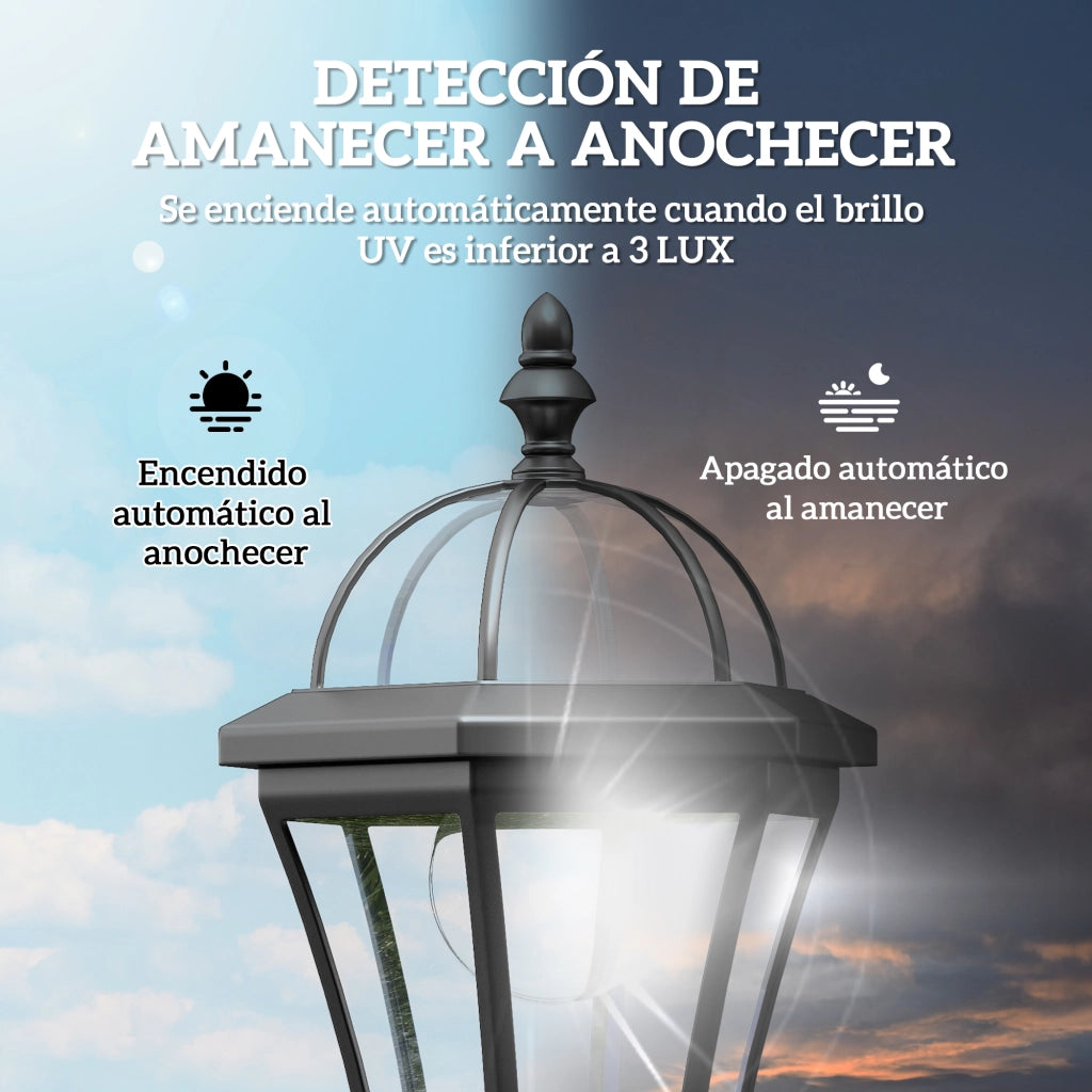 Set 2 Lampade da Giardino Solari LED Bianco 6000K IP44 ¨C zephmum ¨C Nero 18.5x18.5x129 cm