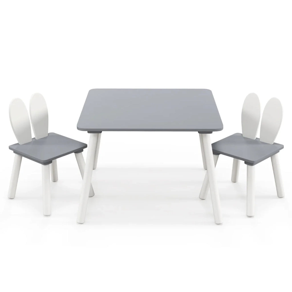 Set di tavolo per bambini e 2 sedie 62 x 60 x 43 cm seduta ergonomica atmosfera accogliente design coniglio MDF grigio 20_0014082