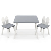 Set di tavolo per bambini e 2 sedie 62 x 60 x 43 cm seduta ergonomica atmosfera accogliente design coniglio MDF grigio 20_0014082
