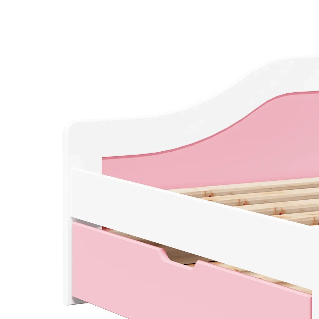 Dormeuse 2 Cassetti senza Materasso Bianco&Rosa 90x200 cm IRUN 3314681