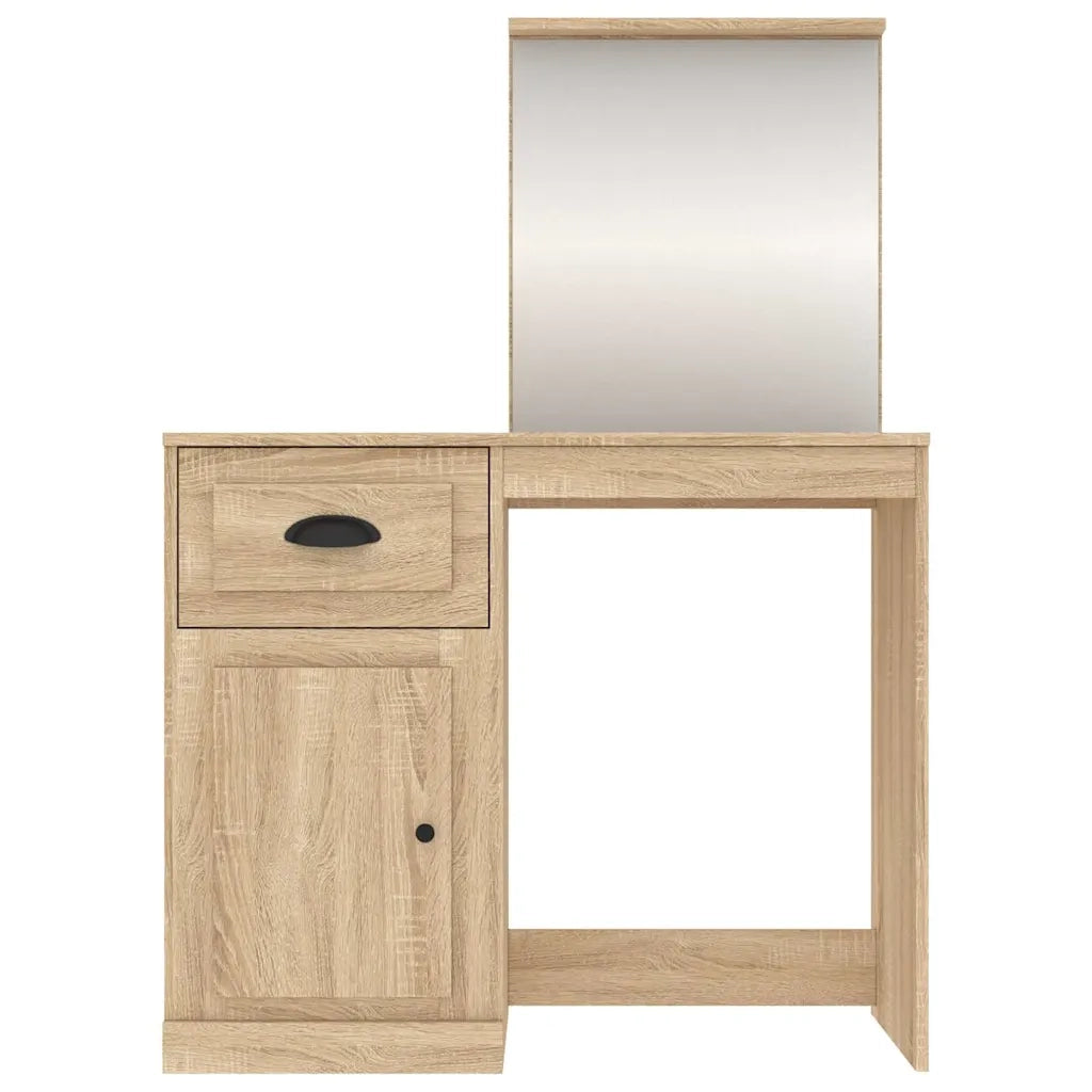Toeletta Specchio-Tavolo da Vanit¨¤ Rovere Sonoma 90x50x132,5cm Legno Multistrato