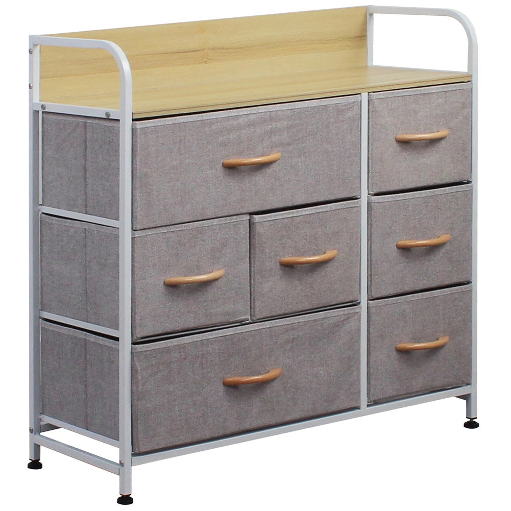 Mobile Cassettiera 7Cassetti Metallo Legno e Tessuto 80x29 H 78.5cm Casa Ufficio