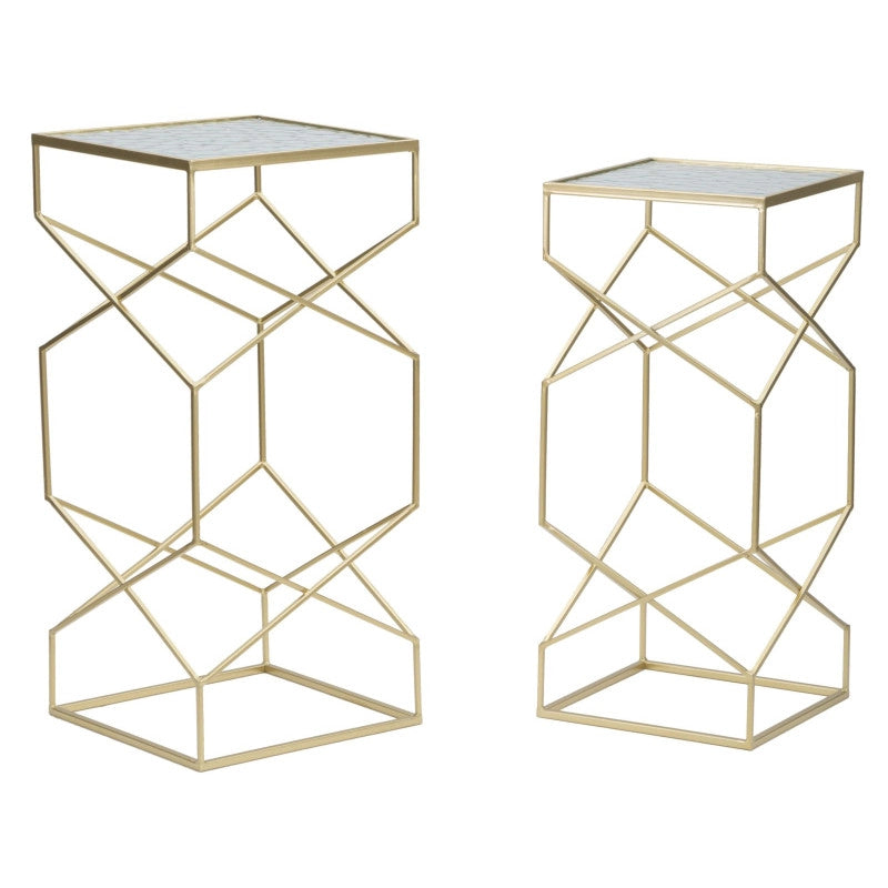 Tavolinetti Glassy Coppia cm 31,5x31,5x68-28x28x64