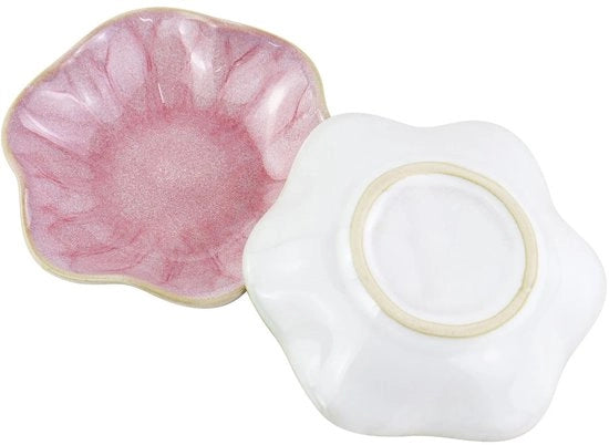 Decorazione ornamentale in ceramica a forma di foglia di loto - 10 cm - stile roze/green - unico capolavoro d'arte - confezione