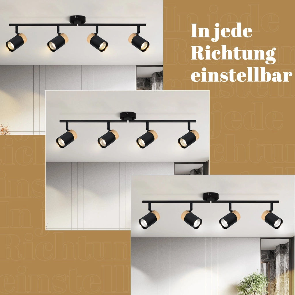 ZMH Lampada da soffitto 4 fiamme legno GU10 orientabile 330° per camera letto