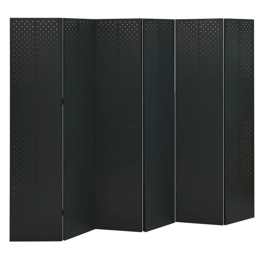 Paravento a 6 Pannelli Nero 240x180 cm in Acciaio cod mxl 71110