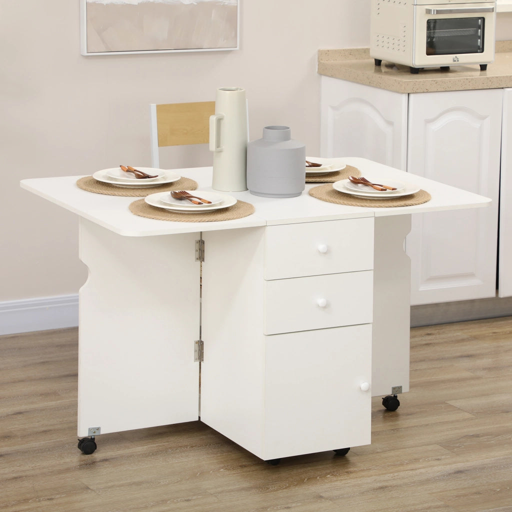 Tavolo da cucina a ribalta con cassetti e armadietto ¨C zephmum ¨C Bianco 120x80x75 cm