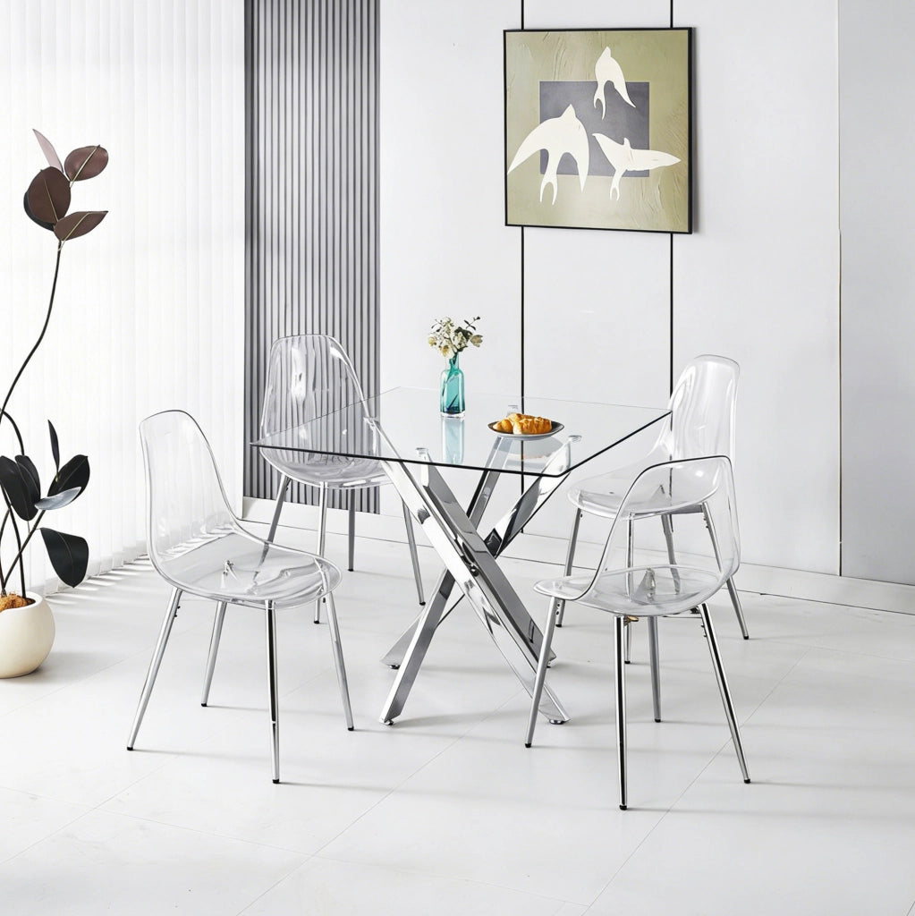 Set da pranzo 5 pezzi con tavolo e 4 sedie in velluto e gambe dorate