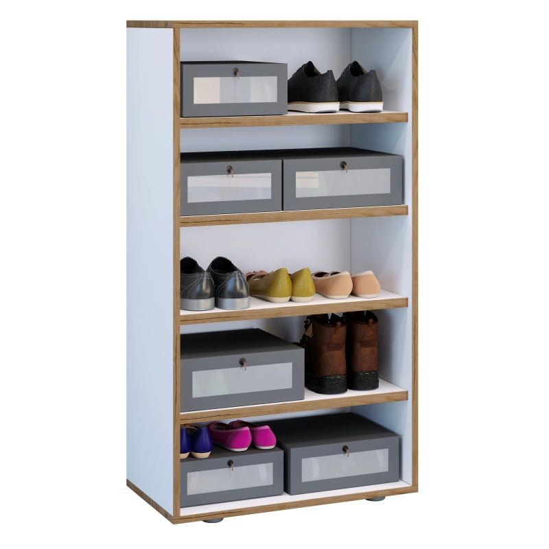 Super Scarpiera Legno H110 L60 P33 cm Armadio Porta Scarpe Salvaspazio con Ripiani Regolabili Colore Bianco