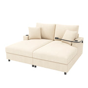 Divano letto a 2 posti - con supporto per telefono; USB e portabicchieri - corda beige