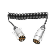 Cavo elettrico flessibile a spirale 2,5M, 7 pin per rimorchio con 2 spine maschio in metallo Breckner Germany