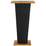 Tavolino da Tè Nero 60x60x110 cm Polyrattan e Massello Acacia 313463