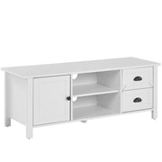 Mobile TV Bianco per TV Fino a 54ʺ Cassettiera Stile Rustico Scaffali Gestione Cavi Soggiorno