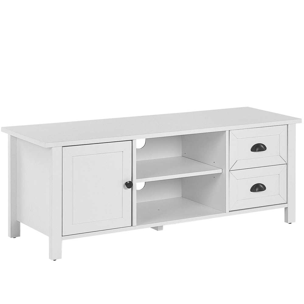 Mobile TV Bianco per TV Fino a 54ʺ Cassettiera Stile Rustico Scaffali Gestione Cavi Soggiorno