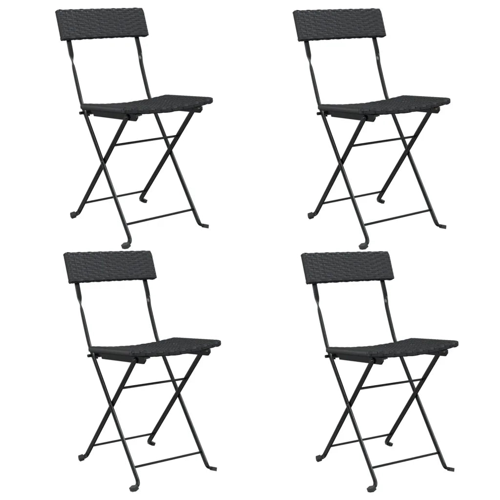 Sedie Pieghevoli da BistrÃ² 4 pz Nere Polyrattan e Acciaiocod mxl 76236