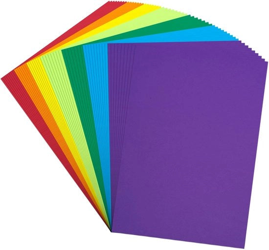 Papier per Carta A4 180 g/m² - 105 Fogli - 7 Colori - Sostenibile - Ideale per Origami - Attività Ricreative e Manufatti - Carta Colorata