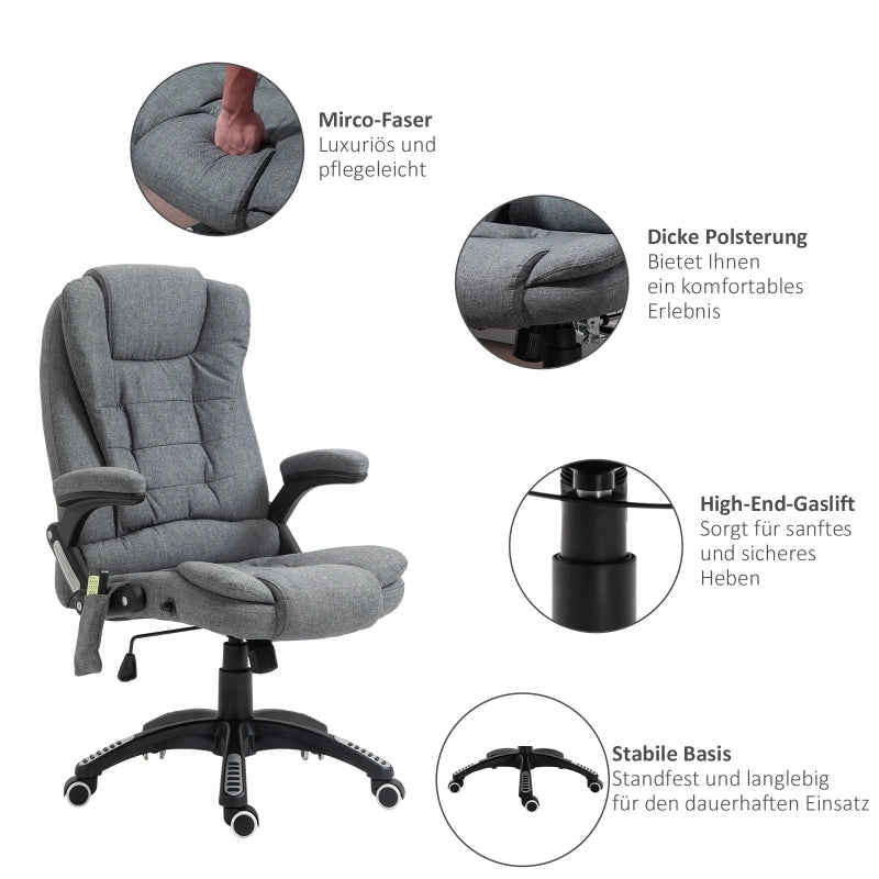 SEDIA Ufficio ergonomica massaggiante 68x72x110-120 cm Grigio scuro