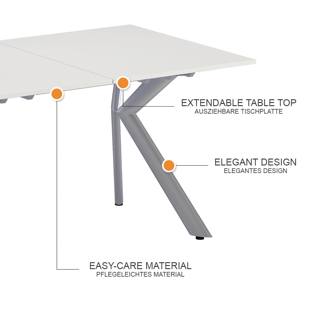 Vicco Tavolo da pranzo Bianco/Grigio 140 x 90 cm Estensibile