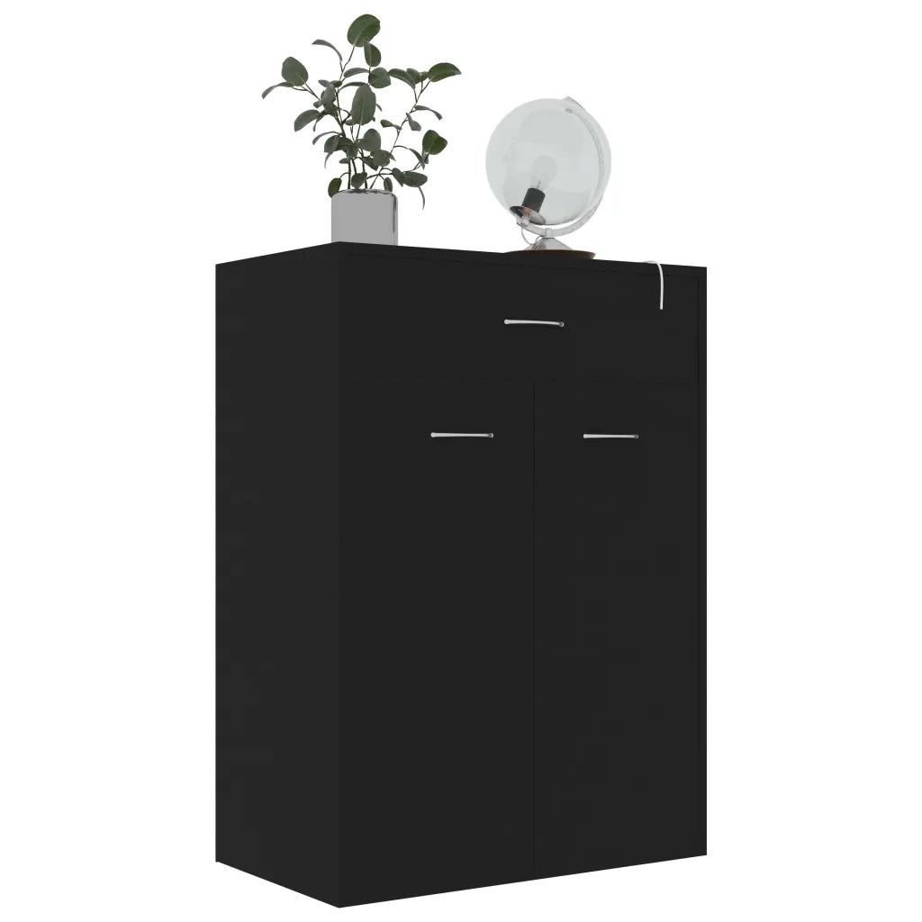 Scarpiera Nera 60x35x84 cm in Legno Multistrato 801072