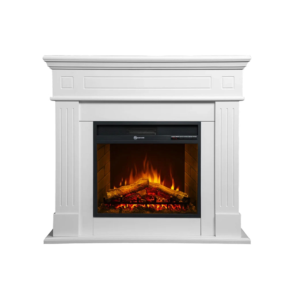 Camino elettrico caminetto da terra CAMBRIDGE in legno Bianco 110x25x95h