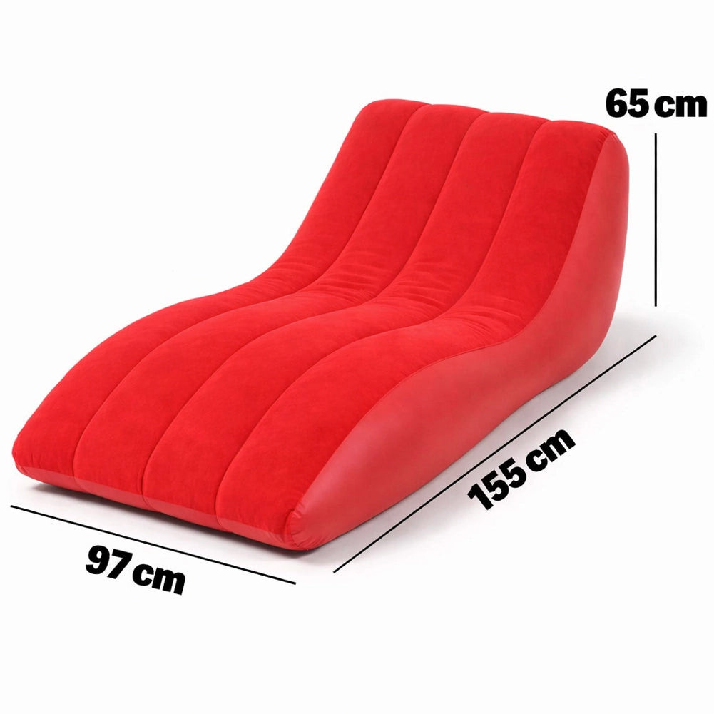 Divano Gonfiabile Lounge Rosso per Interni e Esterni Ergonomica Effetto Velluto