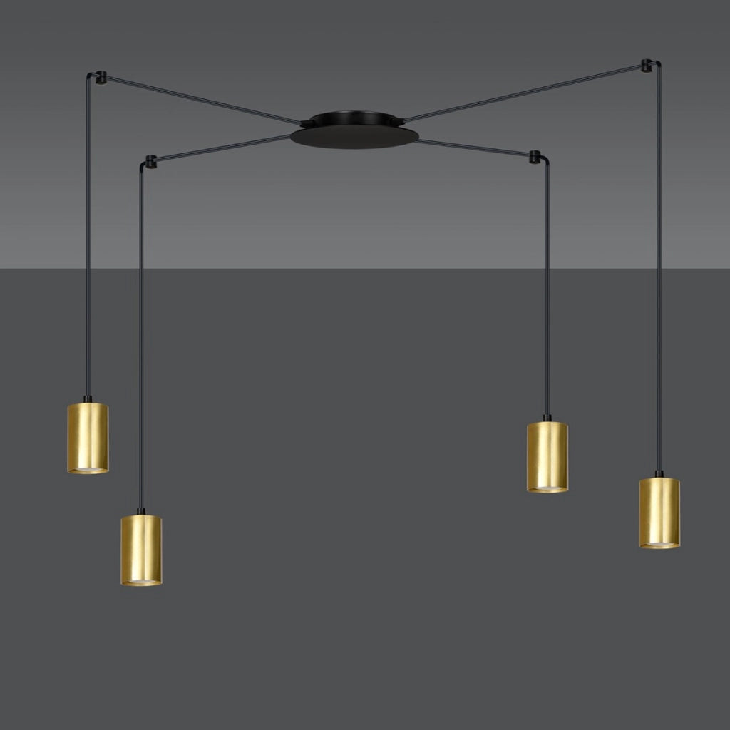 Lampada a sospensione TRAKER in acciaio nero e oro