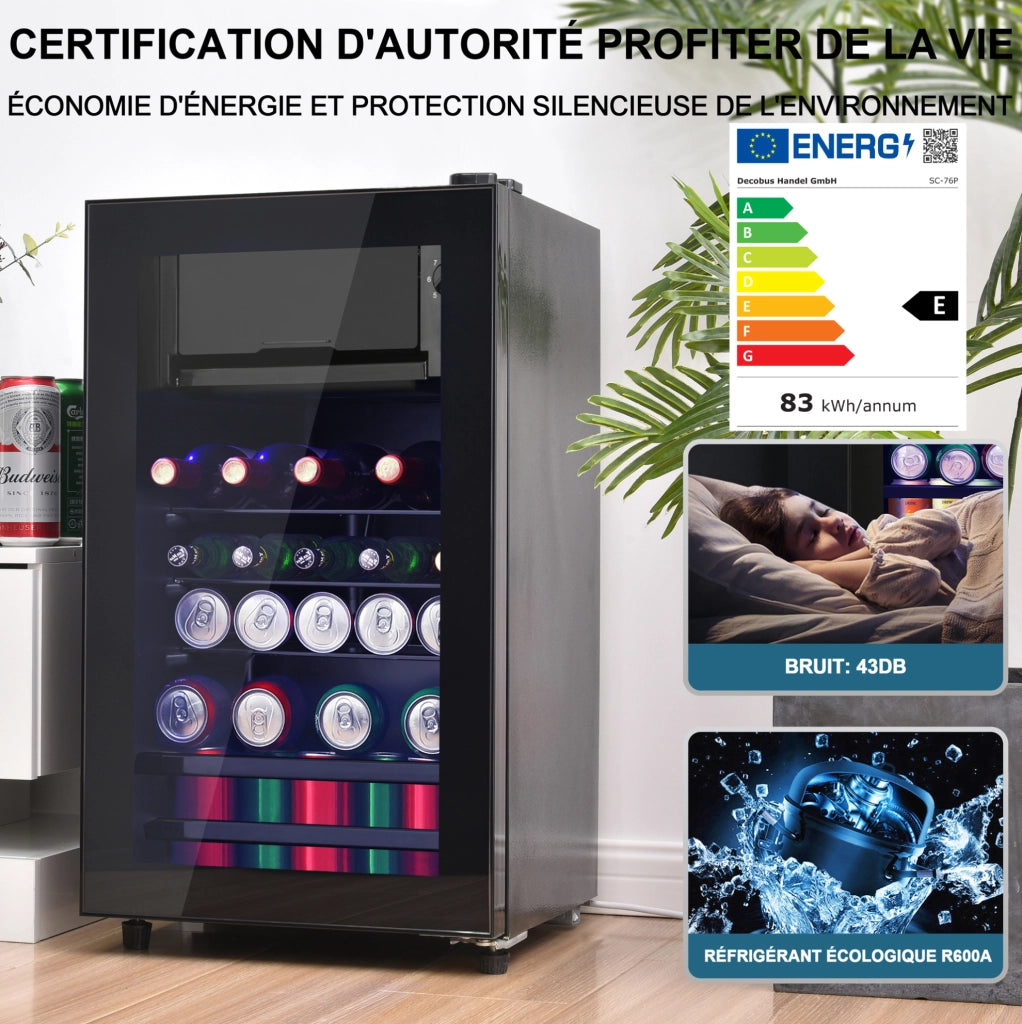 Frigorifero 76 L con congelatore 6 L; nero; acciaio inox