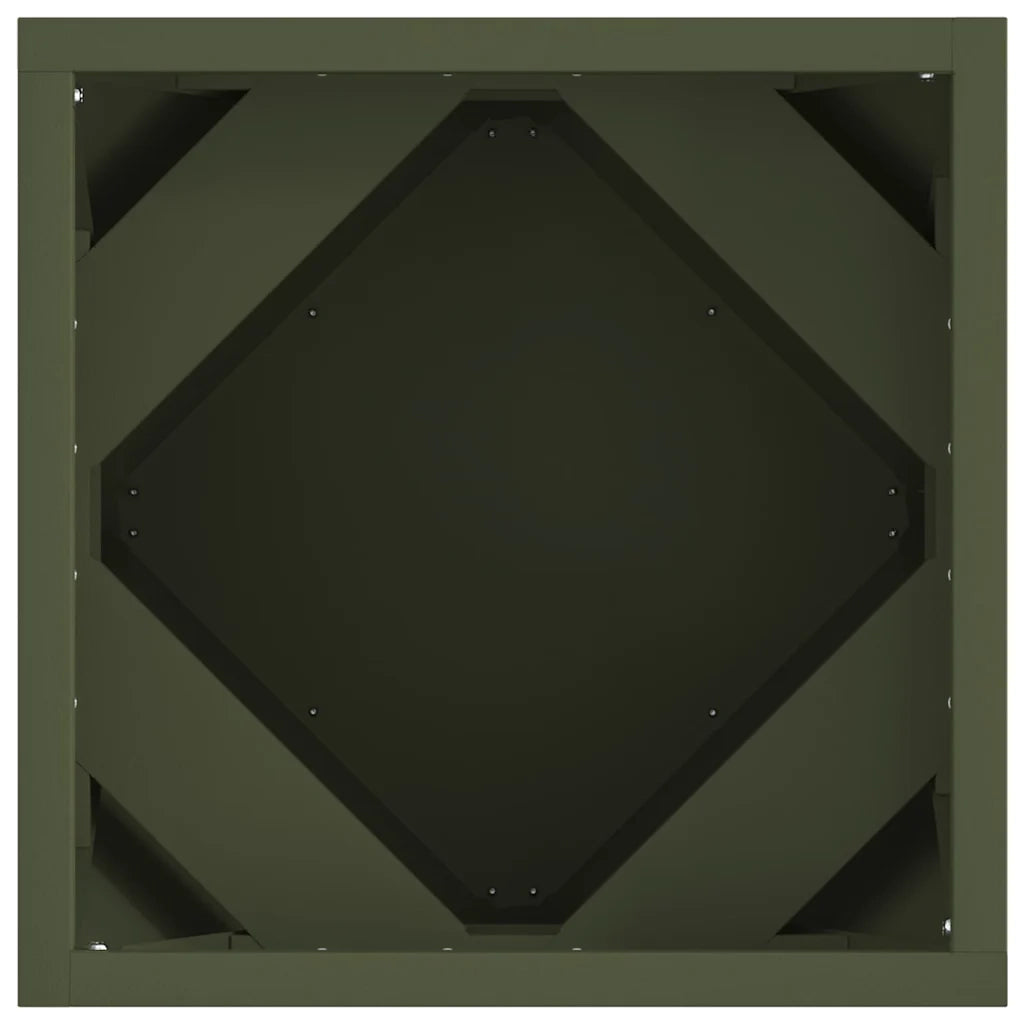 Fioriera-Vaso-Contenitore per Piante Verde oliva 30 x 30 x 30 cm Acciaio