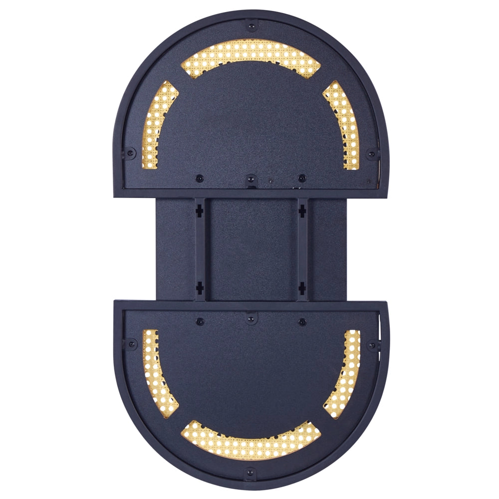 Specchio da parete con struttura ovale in rattan e metallo nero 43 x 75 cm corridoio camera da letto soggiorno stile boho