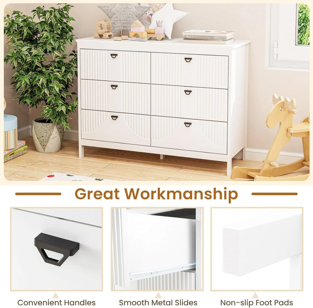 Cassettiera con 6 cassetti grandi, credenza con protezione antiribaltamento, armadio buffet moderno per soggiorno, ufficio, cucina
