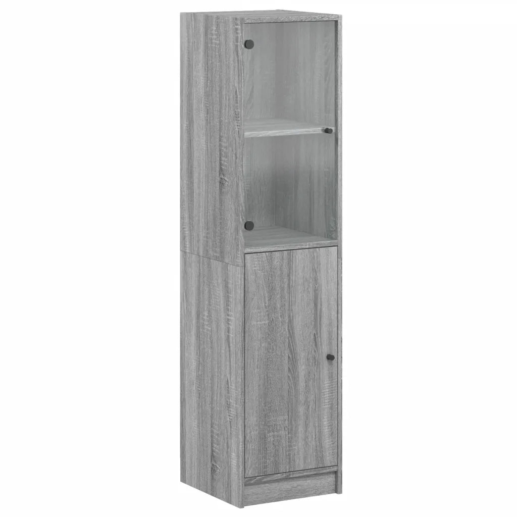 Credenza con Anta-Buffet-Armadio da cucina in Vetro Grigio Sonoma 35x37x142 cm