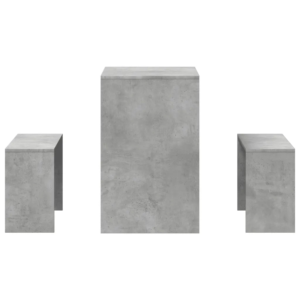 vidaXL Set Tavolo da Pranzo e Panche 3 pz Grigio Cemento in Truciolato