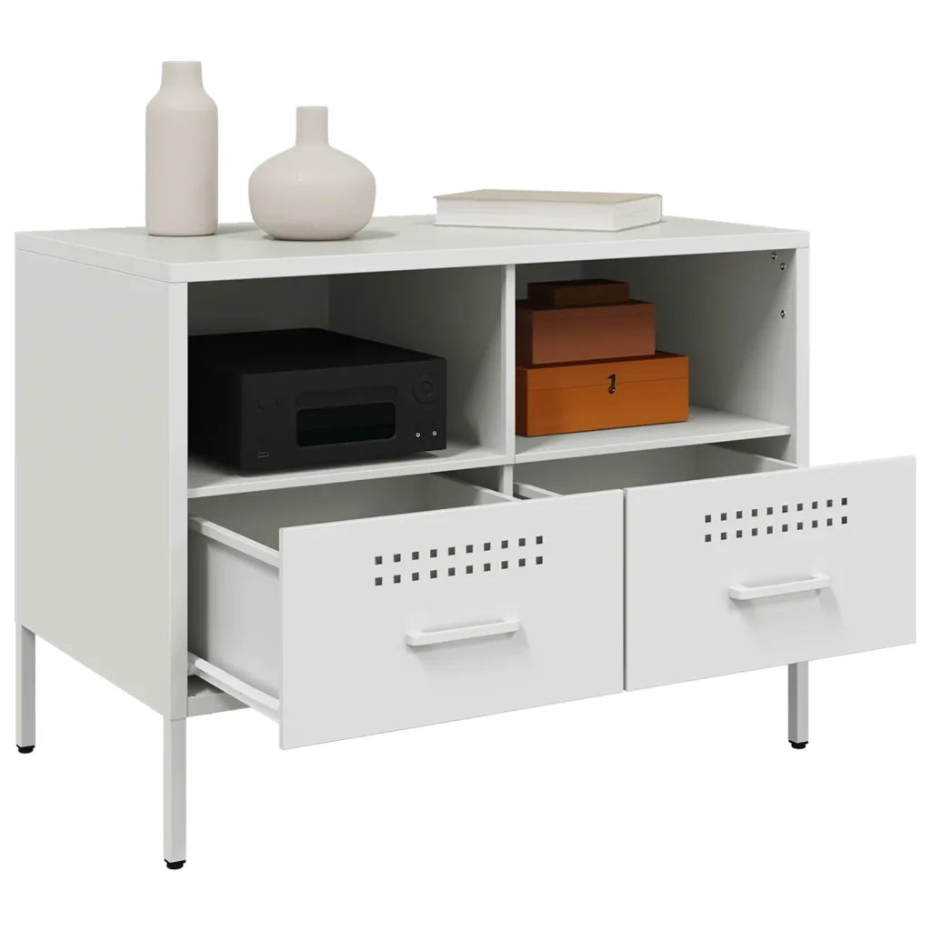 Mobili TV 2pz | Armadietto TV | Mobile Porta TV Bianchi 68x39x50,5 cm in Acciaio