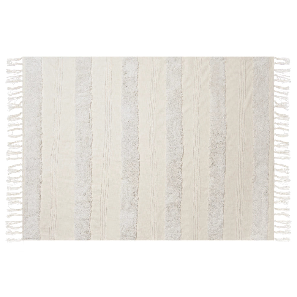 Coperta cotone beige chiaro 130 x 180 cm motivo geometri copriletto accogliente accessorio