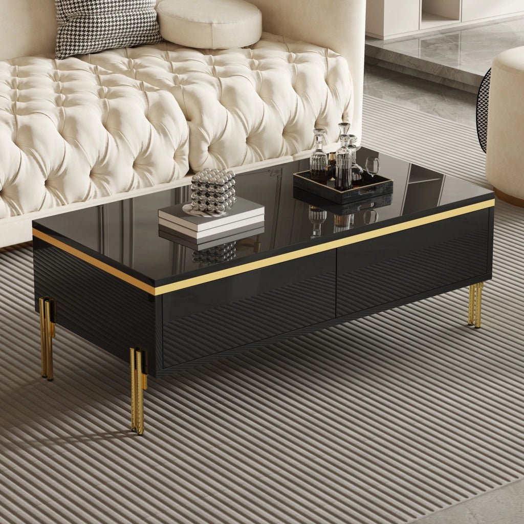 Tavolino moderno lucido, elegante tavolino laterale, multifunzionale, complemento d'arredo per soggiorno, 100 x 50 x 36 cm (lunghezza x larghezza x