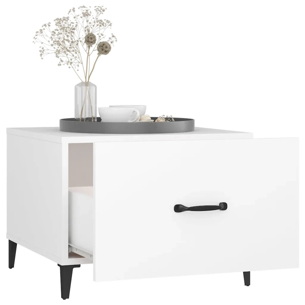 2 pz Tavolini da salotto | Tavolino da caff¨¨ | Tavolino da Soggiorno Gambe in Metallo Bianchi 50x50x40 cm