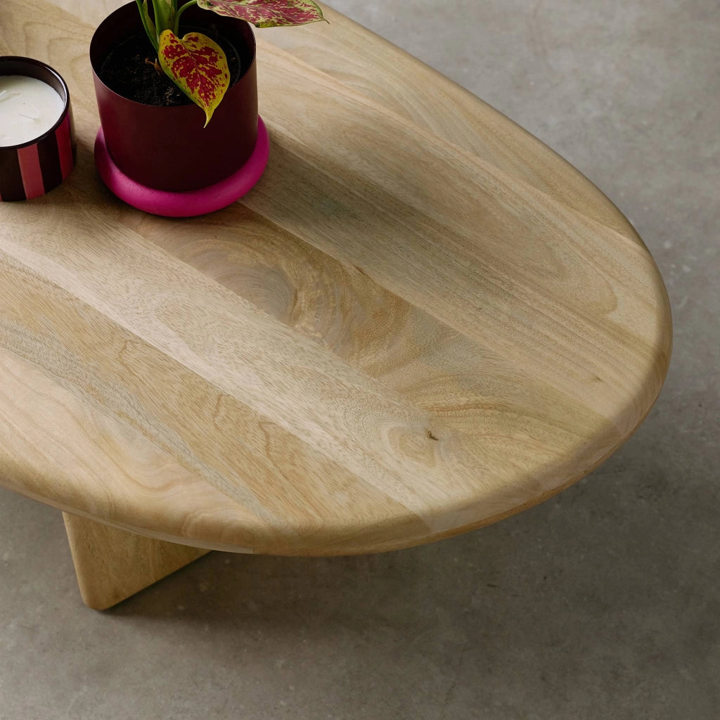 Tavolino ovale in legno di mango, marrone naturale
